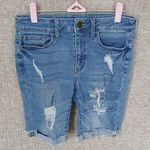 Distressed Denim Jean Shorts with Stretch Size 7